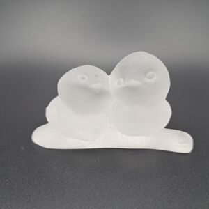 Hallmark 1976 Frosted Glass Birds Figurine Lead Crystal Taiwan Vintage Decor